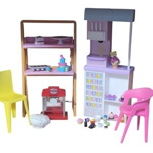 Barbie Bake Sweet Shop hang out mixed lot of toys bakery store